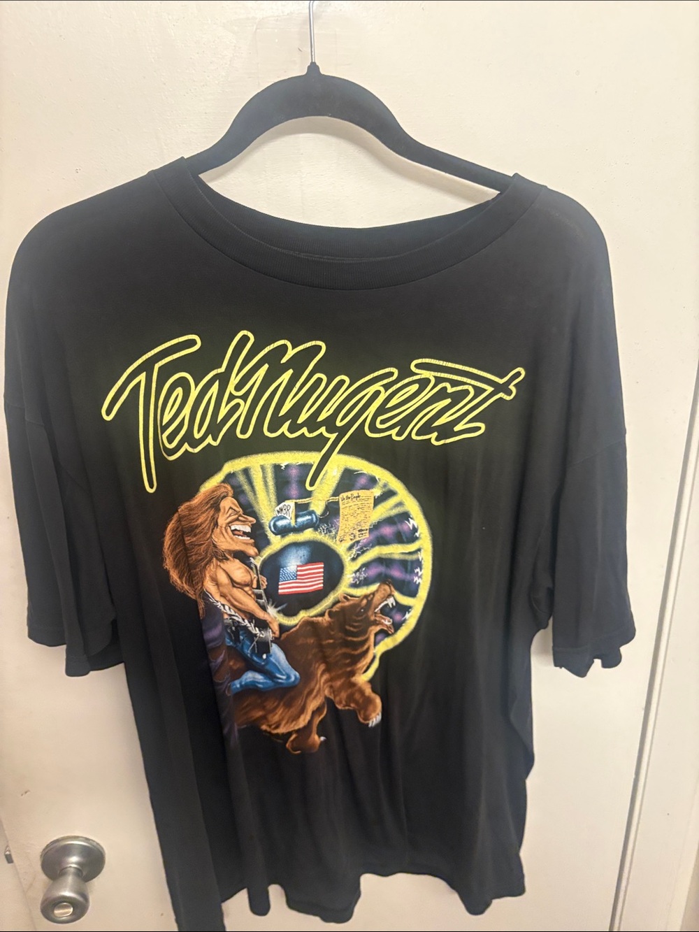 Ted Nugent Graphic Band Tee - Black with Yellow and Multicolor Print